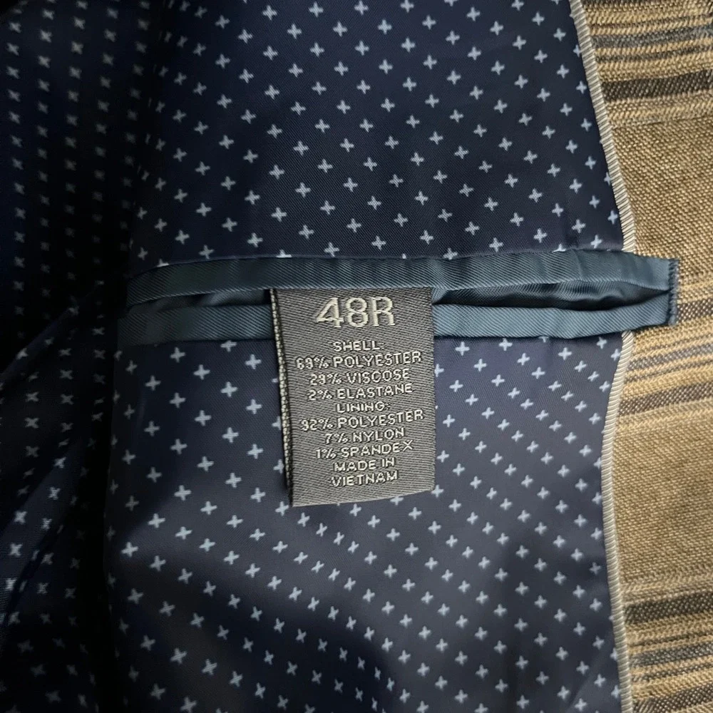 Madison Blazer Mens 48R Brown‎ Plaid Slim Fit Two Button Notch Lapel Jacket
